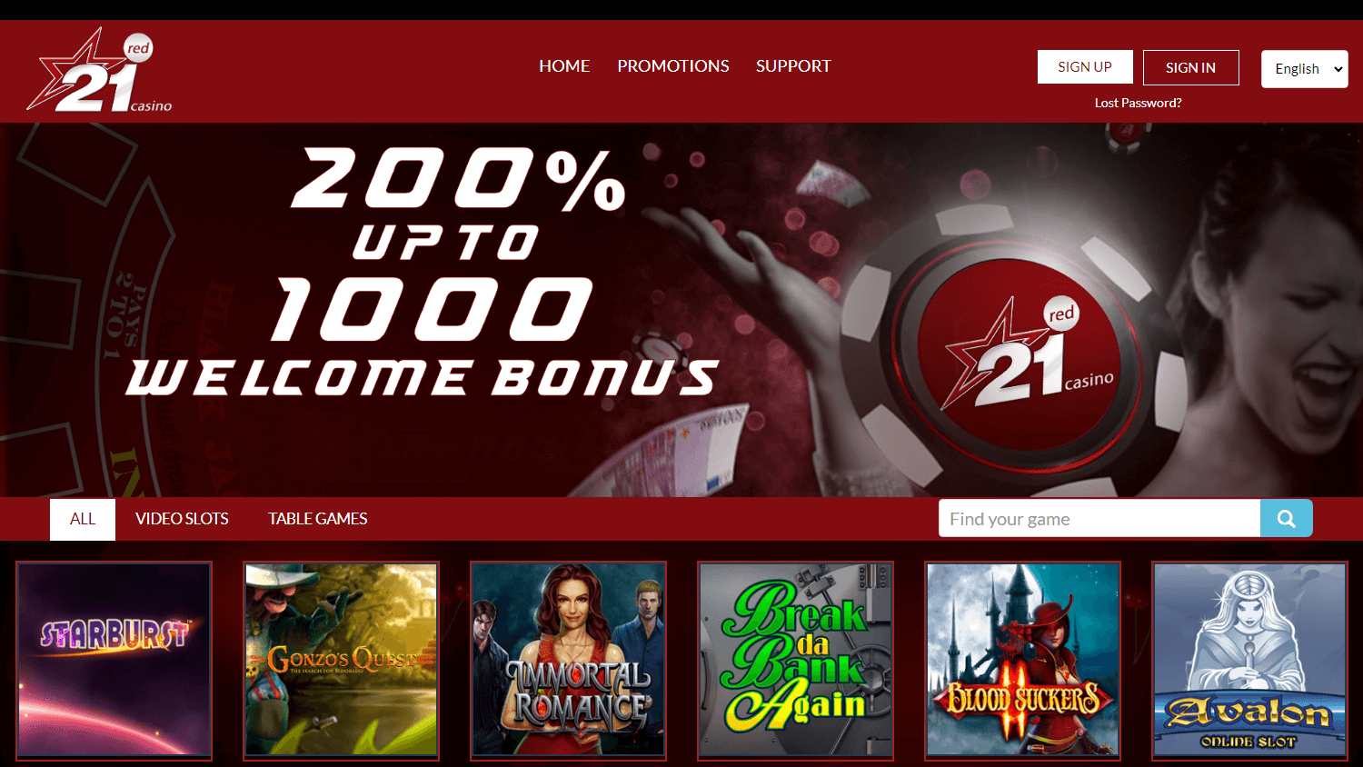 21 Red Casino Desktop screenshot